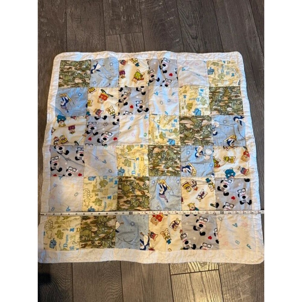 Handmade Patchwork Baby Quilt Blanket Animals Dogs Frogs Dragons 29x30
